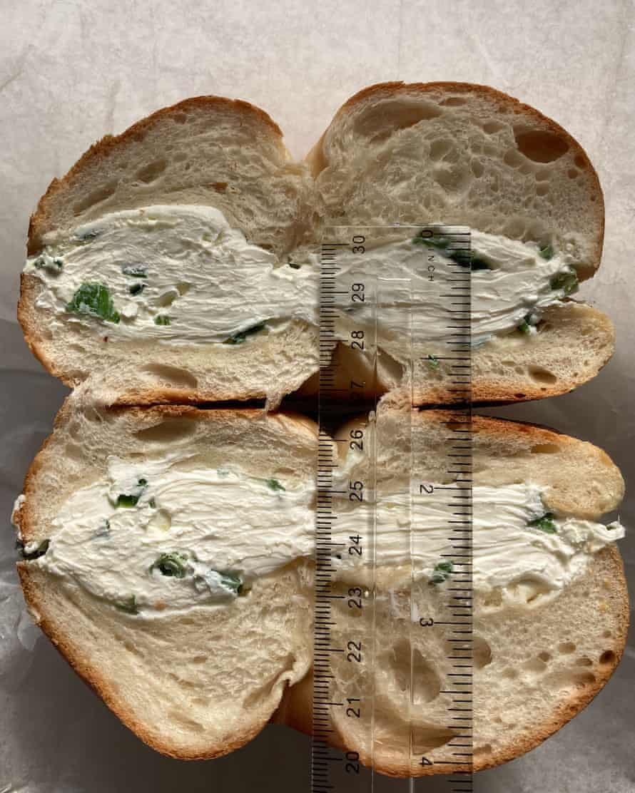 A Bagel Pub bagel with almost an inch of cream cheese