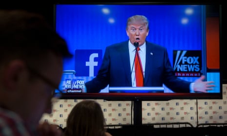 Donald Trump at a primary debate hosted by Fox News and Facebook, 2015.
