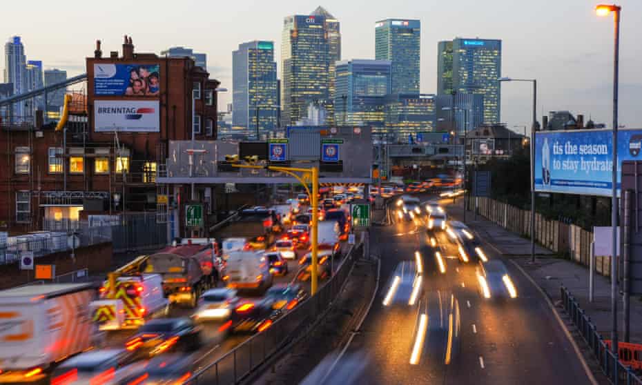 Traffic on the Blackwall tunnel approach, London. MPs have accused the government of avoiding tough action on air pollution for ‘political convenience’.