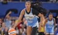 Angel Reese of the Chicago Sky brings the ball up court during the second half of Saturday’s game against the New York Liberty at Wintrust Arena in Chicago, Illinois.