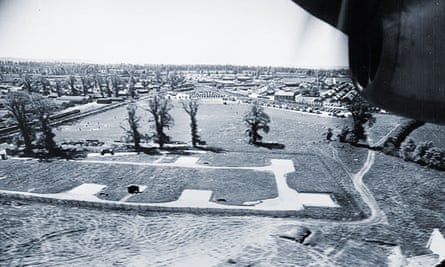 An aerial view of a US army camp on the outskirts of Devizes in Wiltshire, taken on 30 April 1944