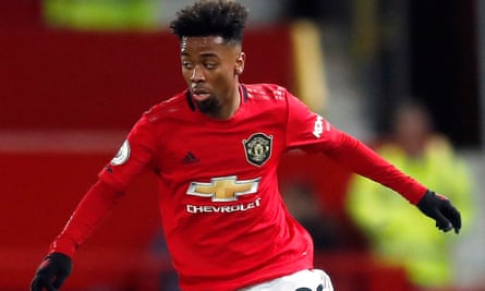 Angel Gomes in action for Manchester United, in August 2020