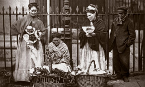 Flower sellers in Covent Garden; London, in 1877. 