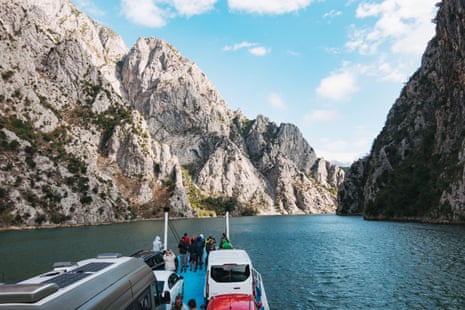 A ferry on the Drin River near Koman, Albania.