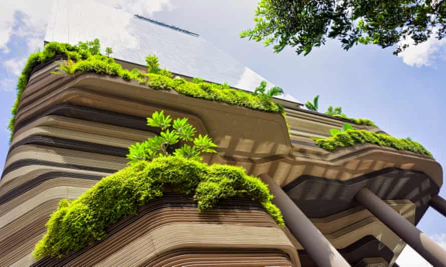 A green building balcony in Singapore.