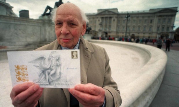 Arnold Machin, who designed the Queen’s head that adorns current British stamps, pictured in 1997.