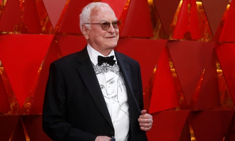 Oscar winner James Ivory, wearing a shirt featuring Call Me By Your Name star Timothée Chalamet.
