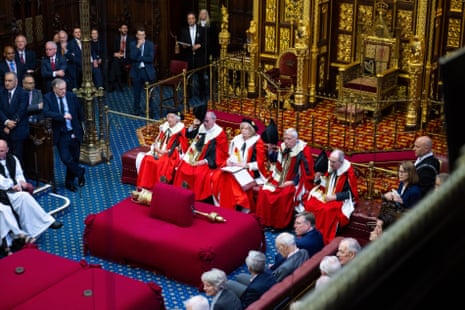 Peers sitting as a royal commission in the House of Lords for the ceremony proroguing parliament