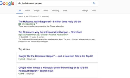 Google search results for ‘Did the Holocaust happen?’