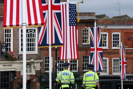 Police on patrol in Windsor, where Donald Trump has been staying at the castle on his state visit.