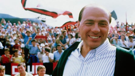 Silvio berlusconi young, smiling at a rally