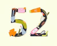 The number 52 with little illustrations of things to do less.