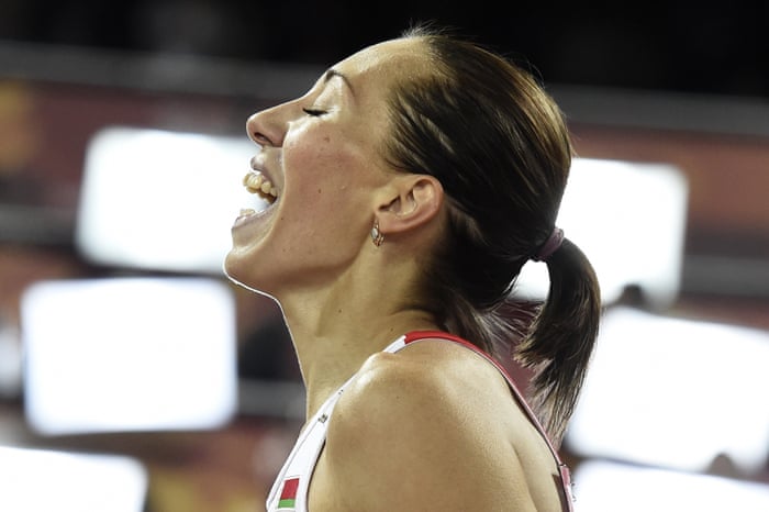 Someone who’s not resting after the finish is Marina Arzamasova as she’s off celebrating her 800m gold medal