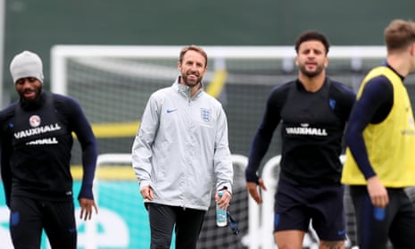 Gareth Southgate looks on during an England training session on Saturday.
