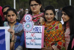 Pakistani women take part in a demonstration to mark International Women’s Day in Islamabad.