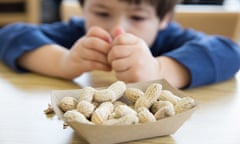 Little boy eating peanuts