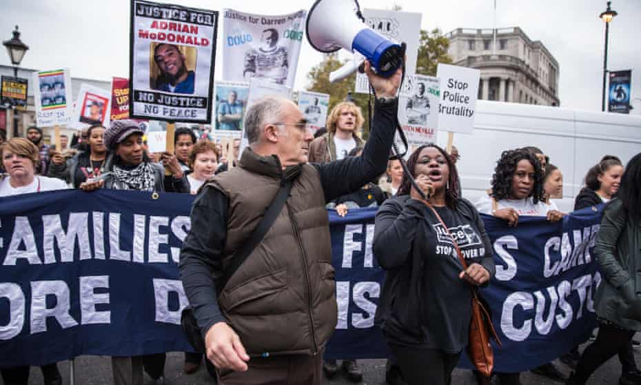 Campaigners from the United Families and Friends Campaign (UFFC) during a 2016 procession to Downing Street in remembrance of family members and friends who died in police custody, prison, immigration detention or secure psychiatric hospitals. 