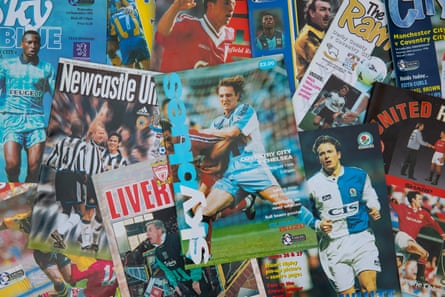 A collection of football programmes from the 1990s.