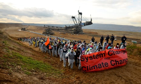 Protesters at Hambach opencast mine, less than an hour’s drive from UN climate talks taking place in Bonn.