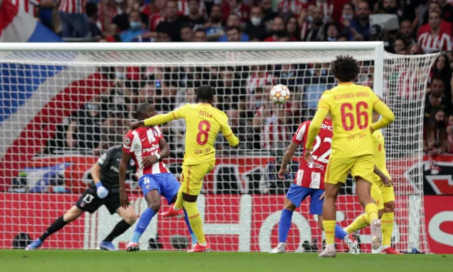 Naby Keïta scores Liverpool second goal in the tie against Atlético Madrid on Tuesday night.