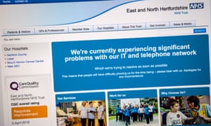 A message informing visitors of a cyber-attack is displayed on the NHS website on 12 May 2017