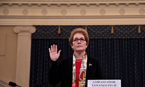 Marie Yovanovitch swears in to a House intelligence committee impeachment inquiry hearing, in November 2019.