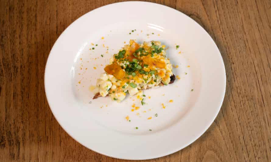 ‘The yolk is languidly fixed between solid and soft’: chopped egg with bottarga.