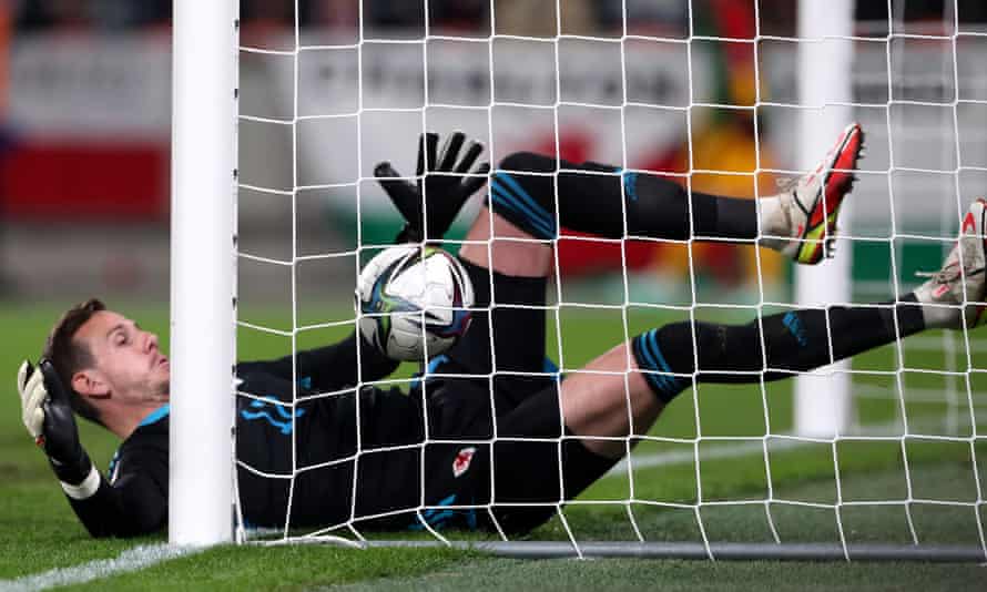 Danny Ward scores an own goal to gift the Czechs the lead.