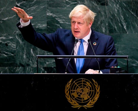 British prime minister Boris Johnson speaks during the 74th session of the United Nations General Assembly.