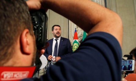 League leader Matteo Salvini speaks to the media after consultations with Sergio Mattarella on Wednesday.