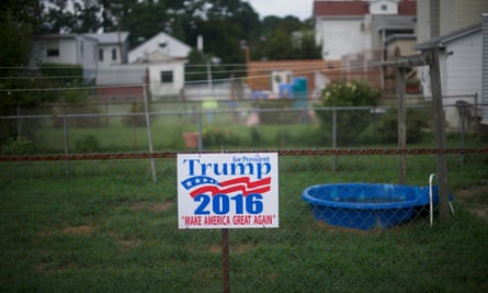 A Donald Trump sign is displayed in the backyard of a house in Schuylkill Haven, Pennsylvania. Support in working-class areas such as this helped Trump win the state in 2016.