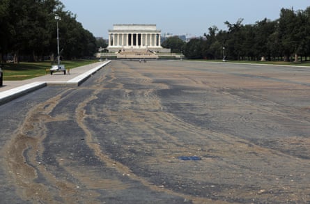 the drained reflecting pool