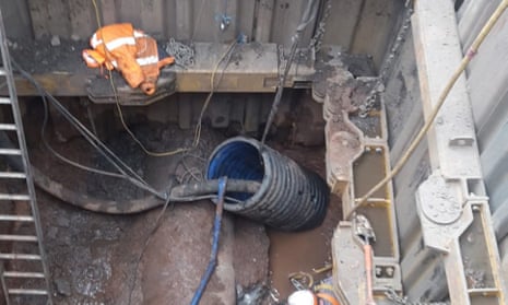 The access point to a sewer blocked by a fatberg in Birmingham, about four miles east of the city centre
