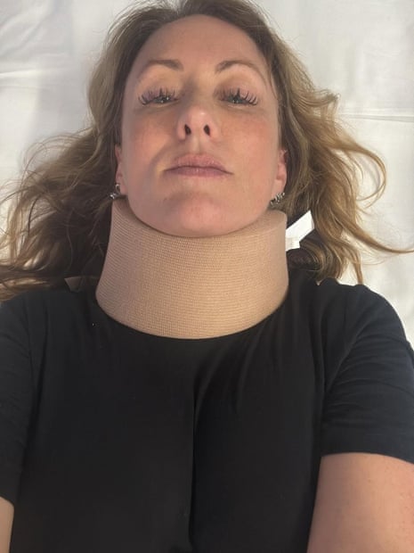 Abigail Boyd in a neck brace.