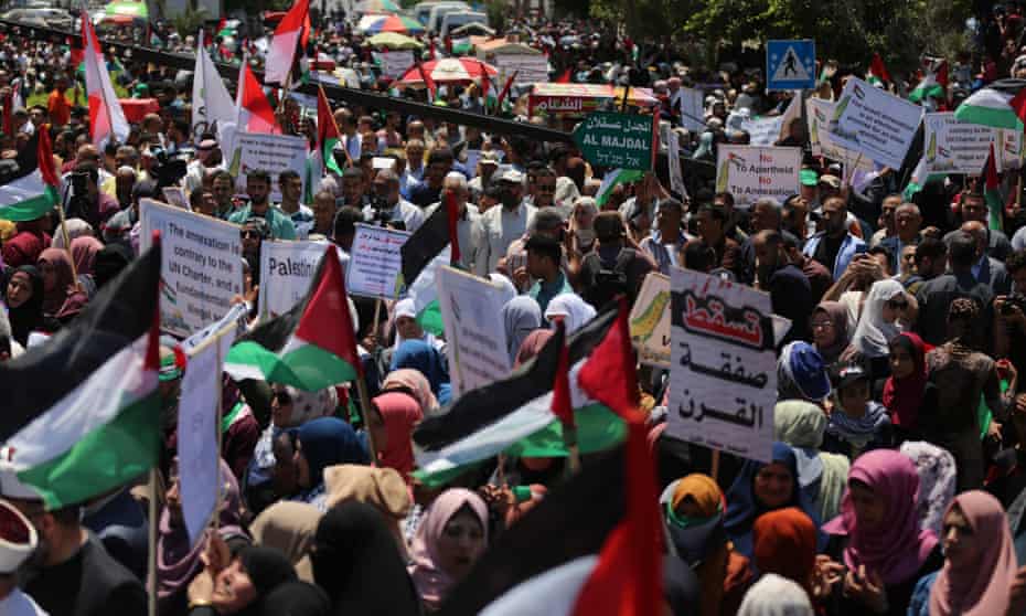 Palestinians protest against Israel’s West Bank annexation plans in Gaza City