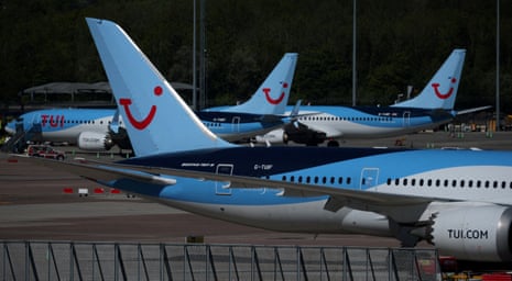 Tui Group aircraft on the tarmac at Manchester Airport.