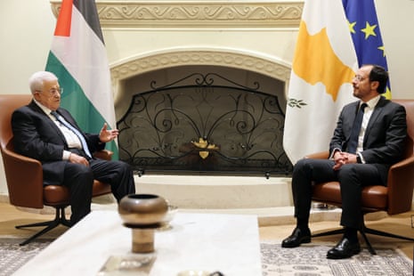 Mahmoud Abbas and Nikos Christodoulides sat down for talks.