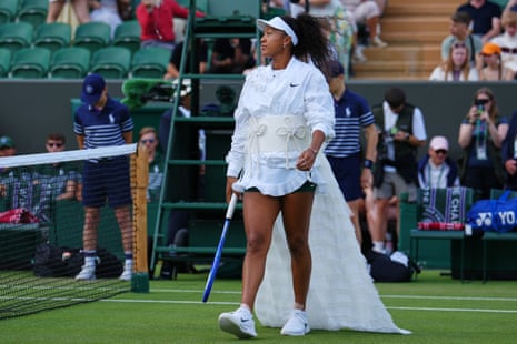 Naomi Osaka enters the court for the second round women's singles match against Anastasia Gasanova.
