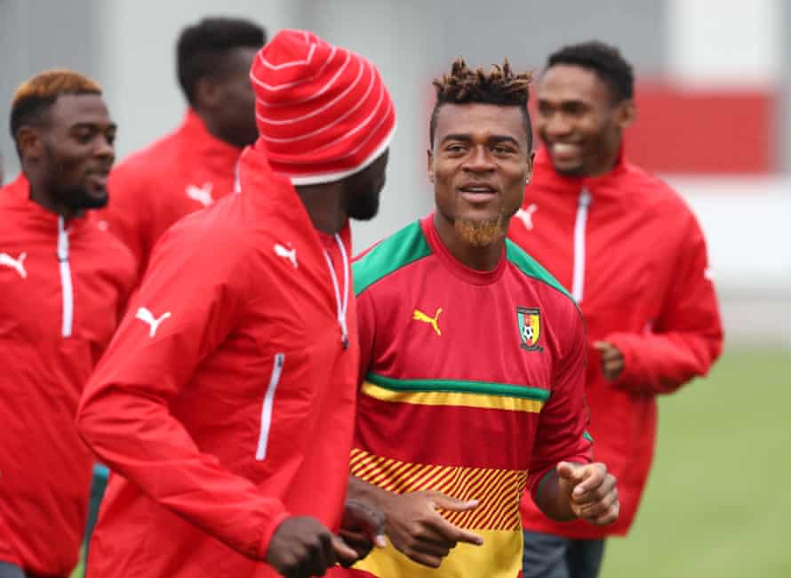 Cameroon football team training ahead of 2017 FIFA Confederations Cup match against Chile