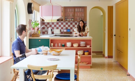 Bright and brilliant: Huma and her husband in the kitchen designed by Pluck.