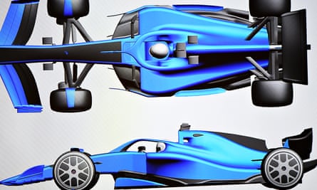 A mockup of one of the heavier cars for the 2021 F1 season released by Liberty Media in the buildup to the US Grand Prix.