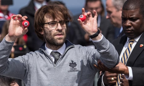 ‘Get him out of here’ … Brodkin disrupts Trump’s Turnberry opening with swastika golfballs.