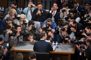 Facebook CEO Mark Zuckerberg arrives to testify before a joint hearing of the Senate Judiciary and Commerce Committees on the protection of user data 10 April 2018.
