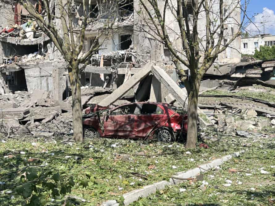 Russia-Ukraine war: two children among 18 dead after missile strike on Odesa; Zelenskiy hails ‘significant’ Snake Island victory – live 3 A destroyed car is seen after the Russian missile attack in Odesa.