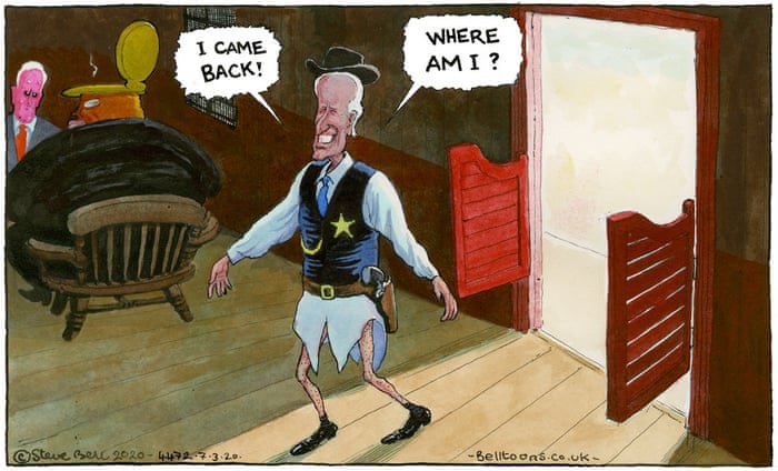 Steve Bell On Joe Biden Becoming The Democratic Frontrunner Cartoon Opinion The Guardian