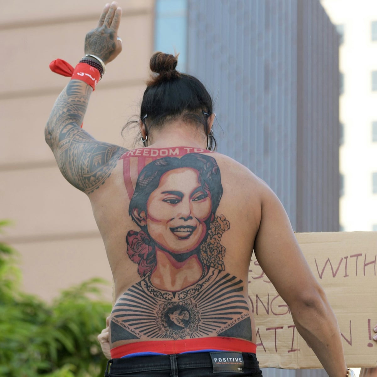 Aung San Suu Kyi Tattoos Flourish Among Myanmar S Resistance Global Development The Guardian Aung San Suu Kyi Tattoos Flourish Among Myanmar S Resistance Global Development The Guardian