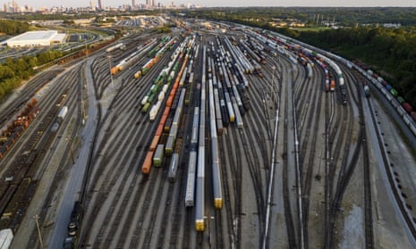 Freight train cars sit in a Norfolk Southern rail yard on Sept. 14, 2022, in Atlanta. Businesses are increasingly worried about the renewed threat of a railroad strike after two unions rejected their deals, and they want the White House and Congress to be ready to intervene.