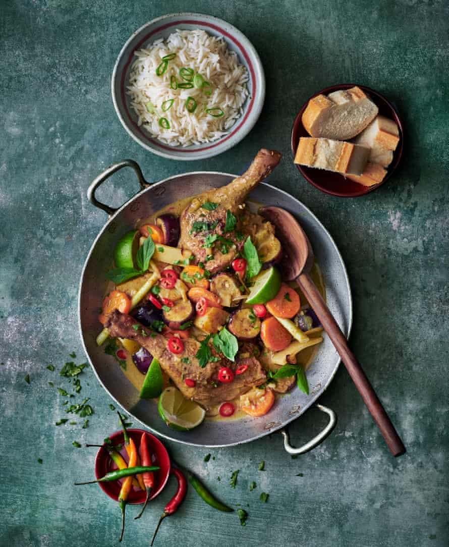 Duck curry with aubergine and bamboo by Uyen Luu. Food styling: Livia Abraham. Prop styling: Pene Parker.