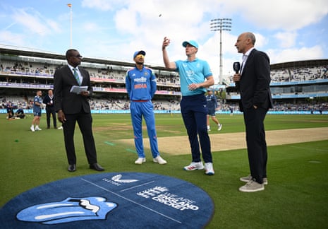 Harry Brook of England tosses the coin as India’s Shubman Gill looks on.