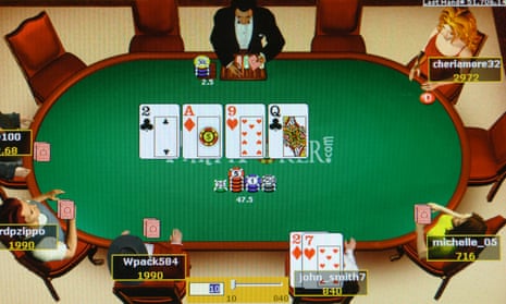 Screenshot of an online poker game